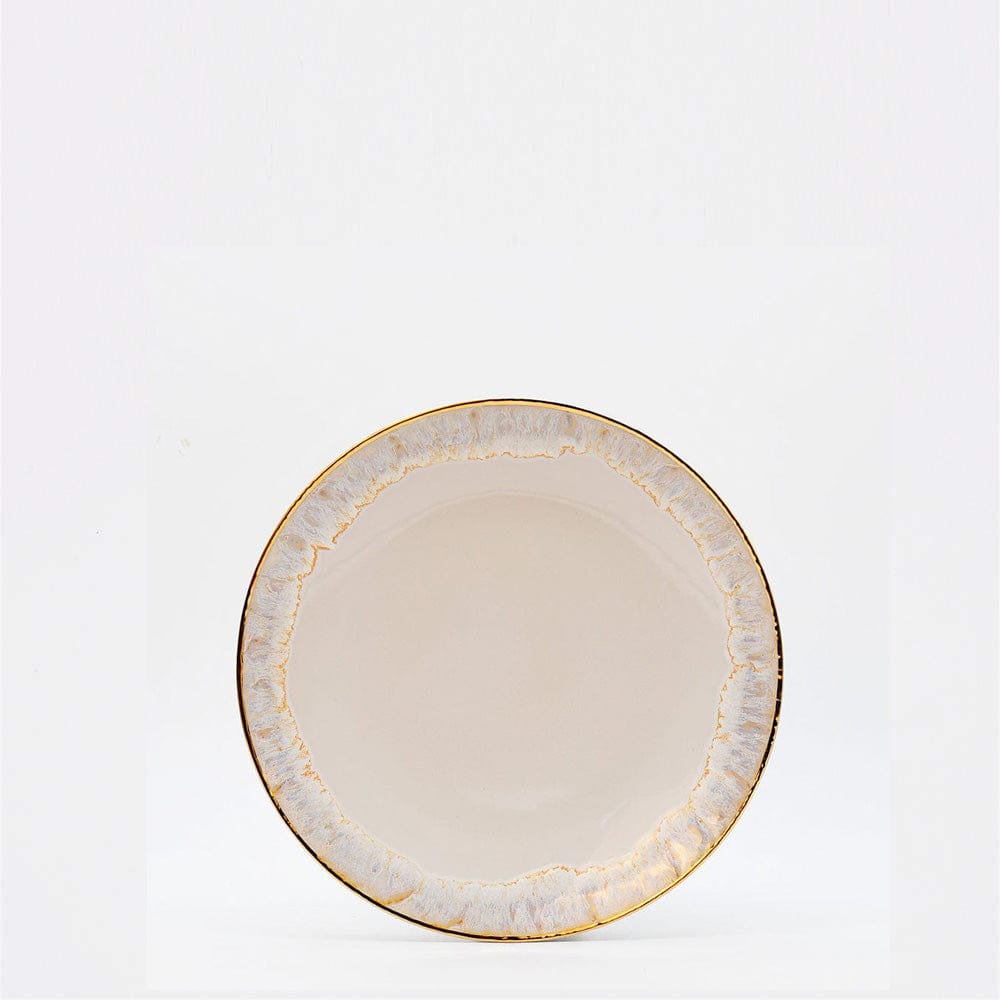 Assiette principale grise en grès 27cm I Vaisselle portugaise Assiette en grès "Taormina" 21cm - Dorée
