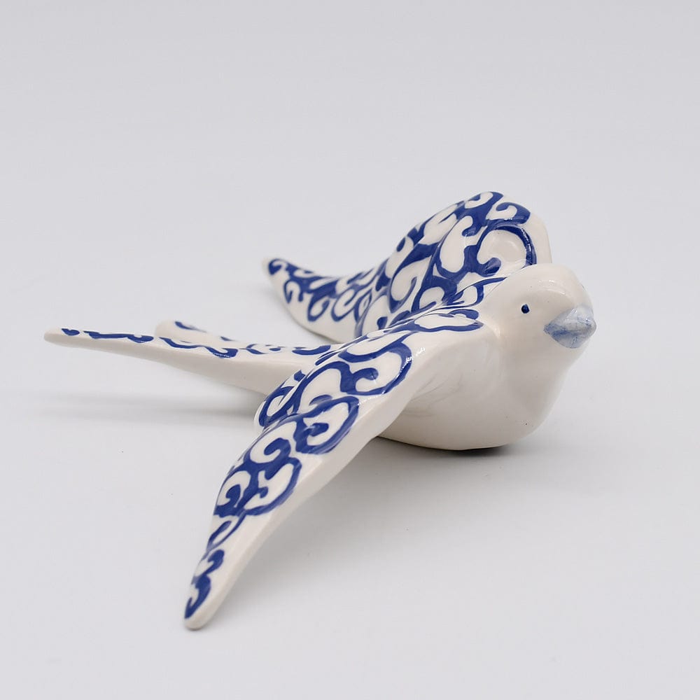 Hirondelle bleue stylisée en céramique I Artisanat portugais Hirondelle en céramique
