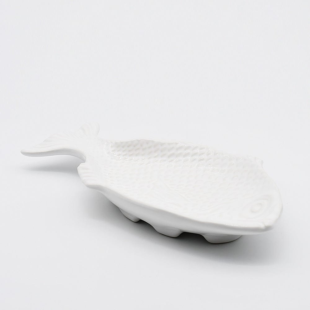 Assiette en céramique blanche en forme de poisson Assiette en céramique en forme de poisson - Blanche 25cm