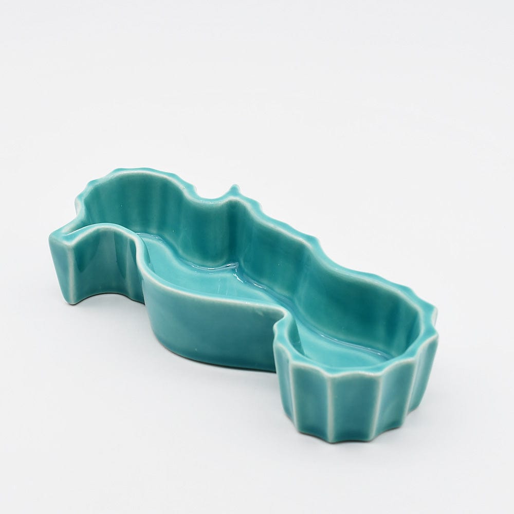 Assiette en céramique jaune en forme de poisson Coupe en céramique "cavalo-marinho" - Turquoise