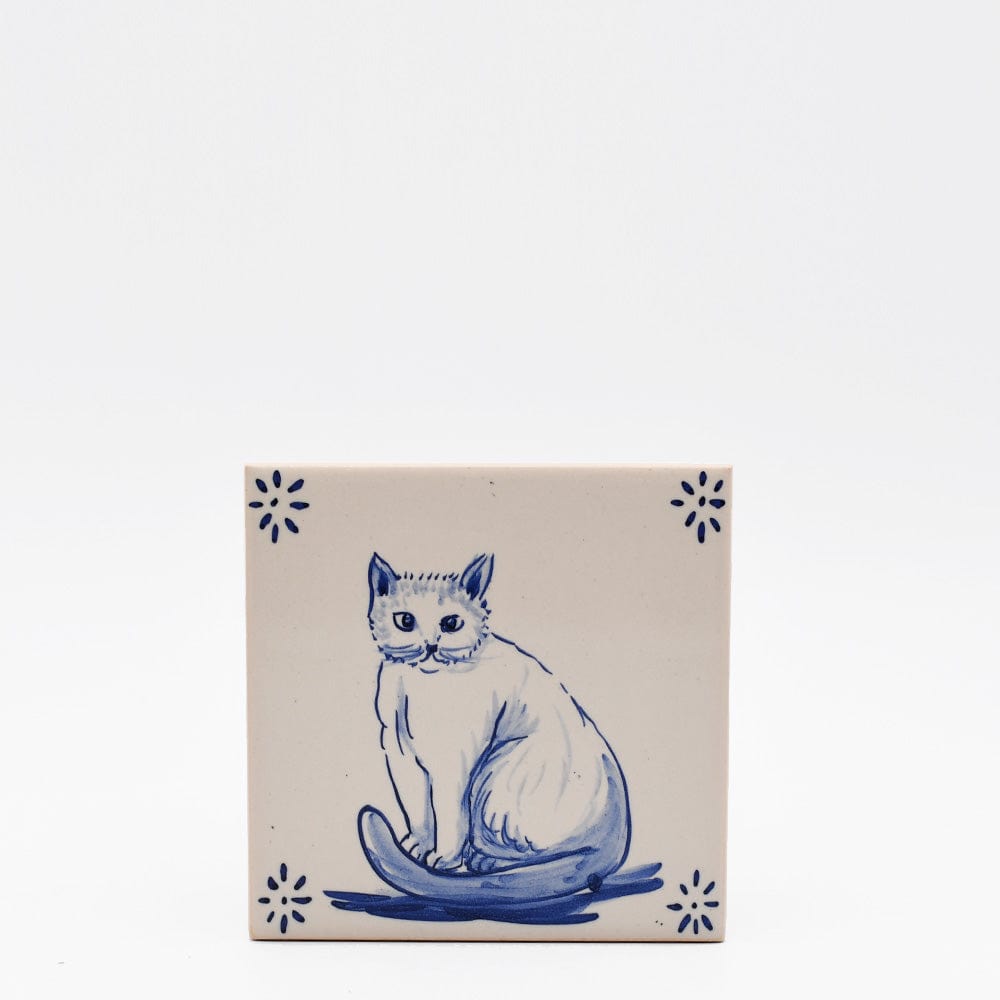 Azulejo portugais I Carreau de faience représentant un chat Azulejo 11x11cm - Gato