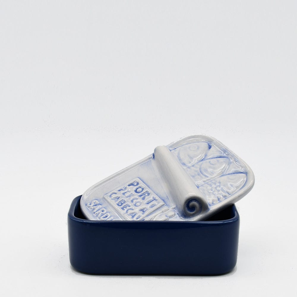 Boite en céramique en forme de conserve de sardines Boite en céramique "Sardinhas" - Bleue