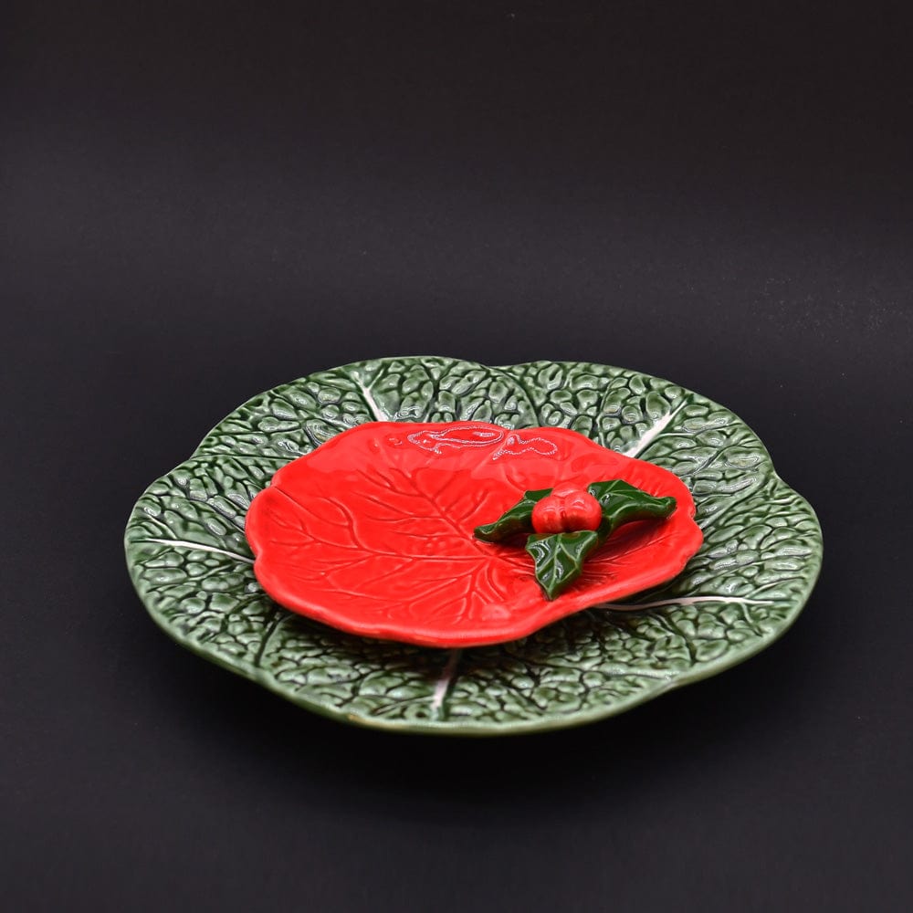 Coupe à apéritif rouge avec feuille de houx I Vaisselle portugaise Coupe en céramique "Avezinho" rouge