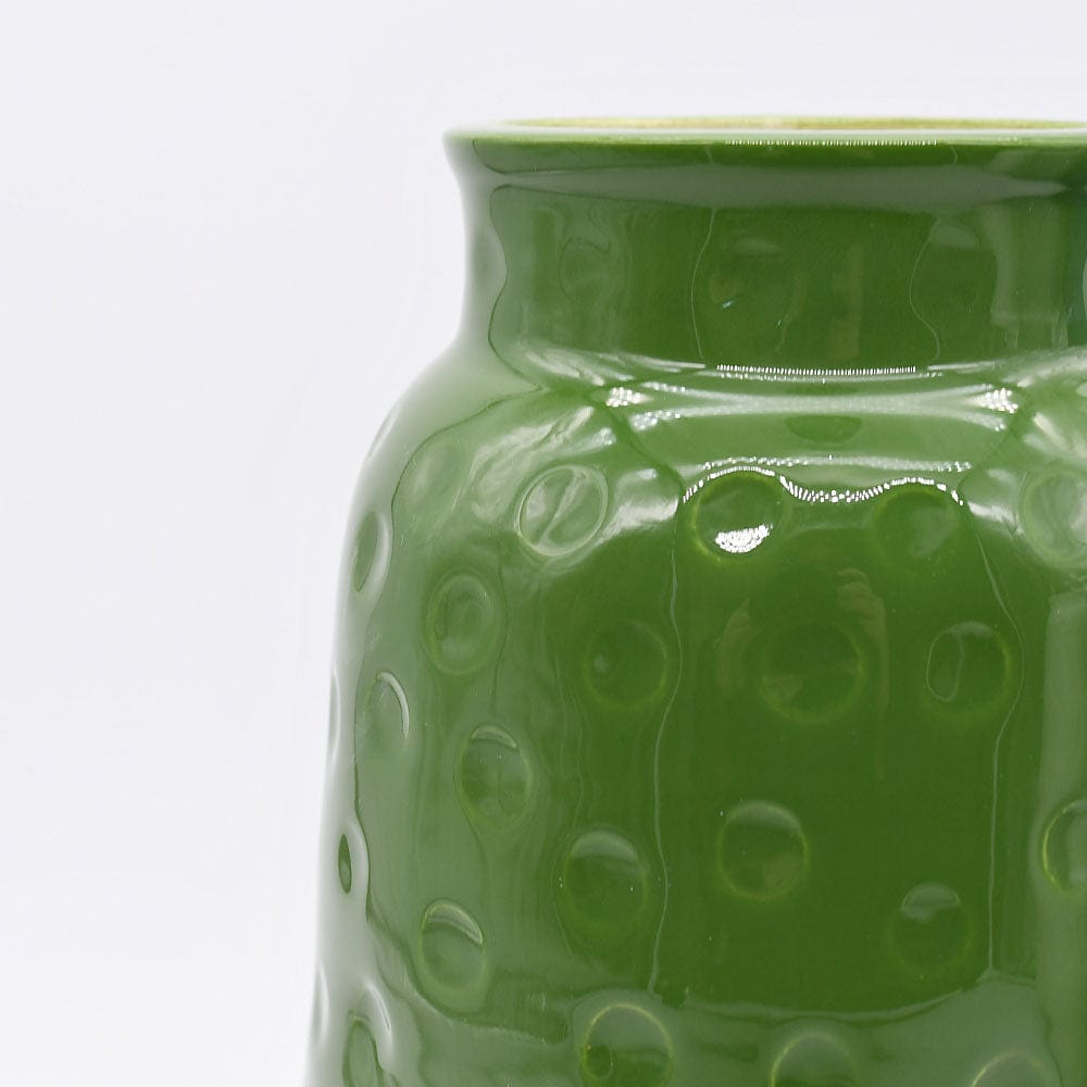 Grand saladier en céramique rouge I Motifs dentelles portugaises Vase en céramique - Vert