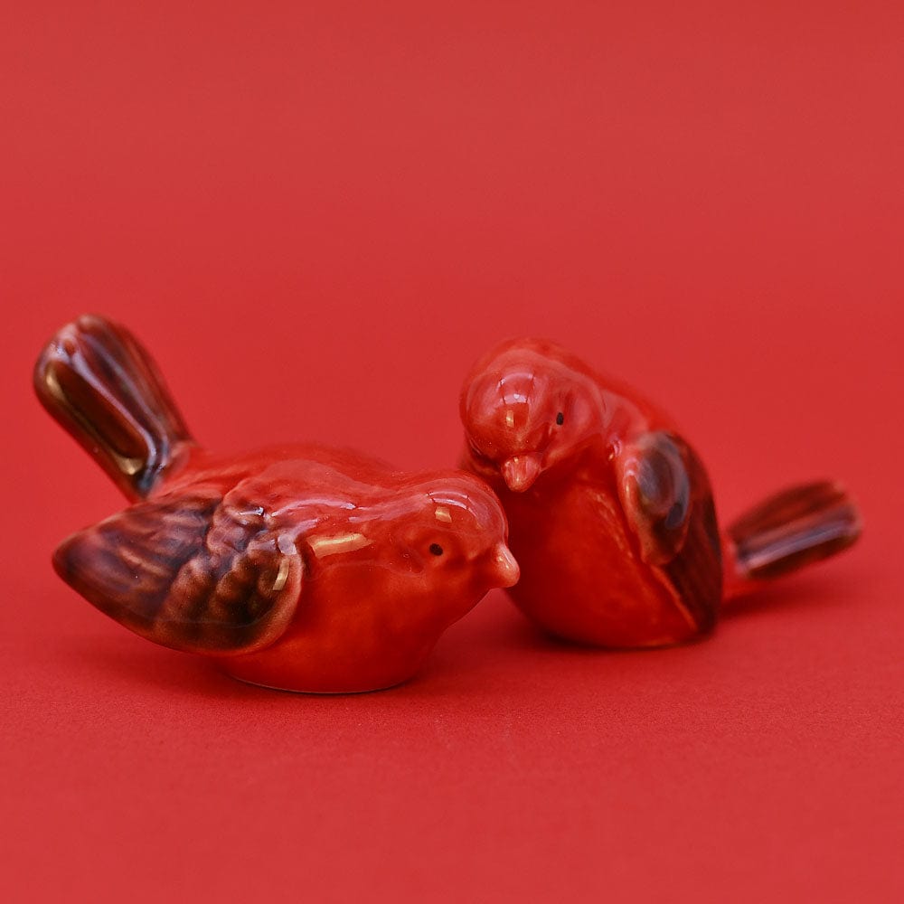 Paire d'oiseaux en céramique I Céramique portugaise Paire d'oiseaux en céramique - Rouge