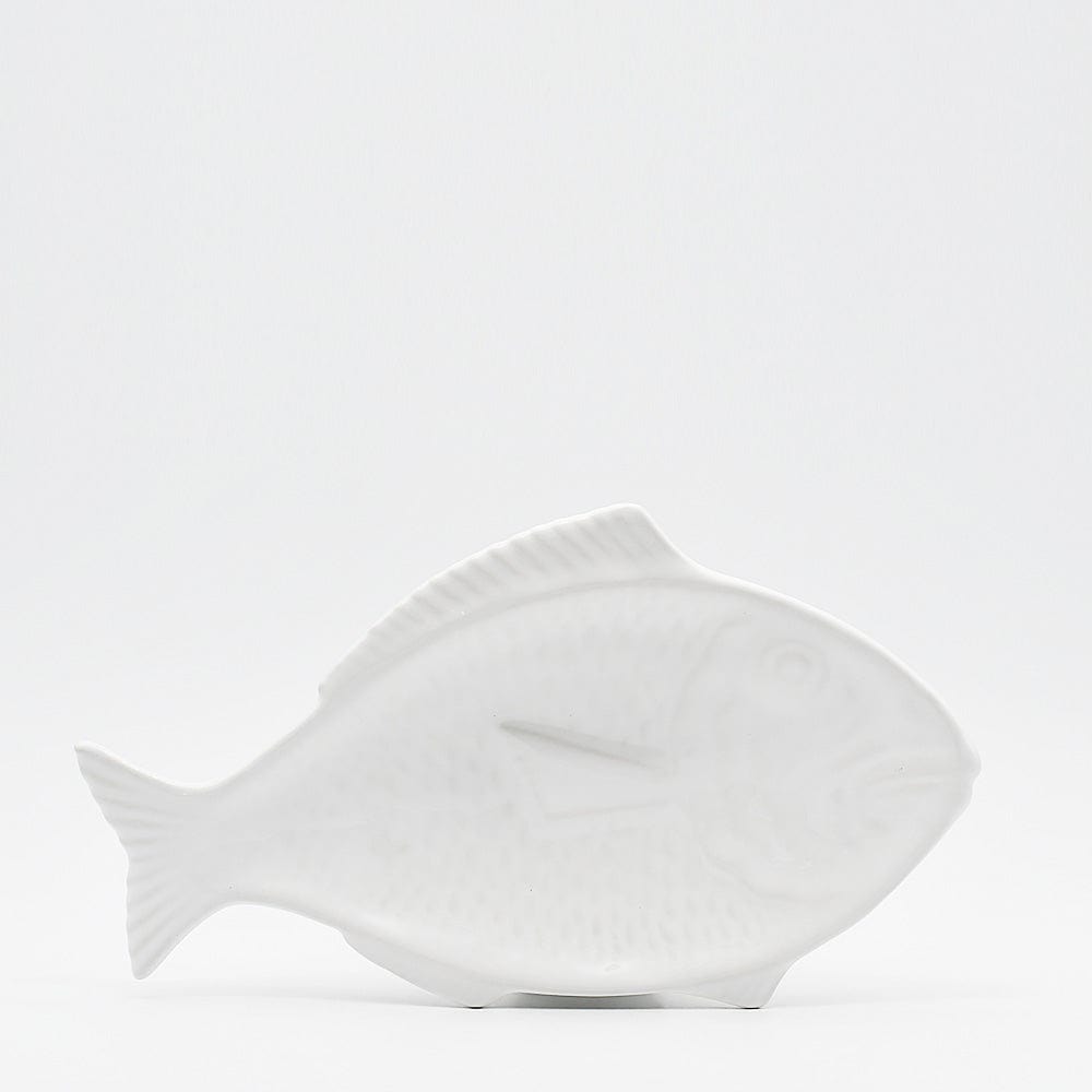 Plat en céramique rouge en forme de poisson Assiette en céramique en forme de poisson - Blanche 30cm