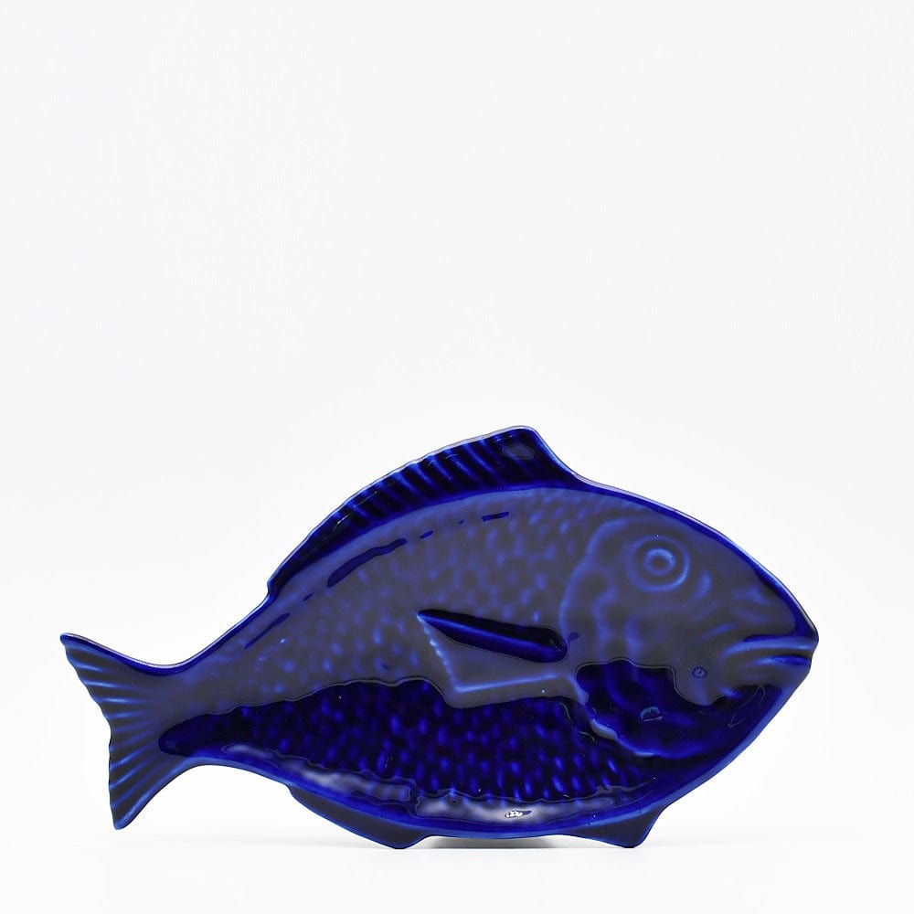 Plat en céramique bleu en forme de poisson Assiette en céramique en forme de poisson - Bleue 30cm