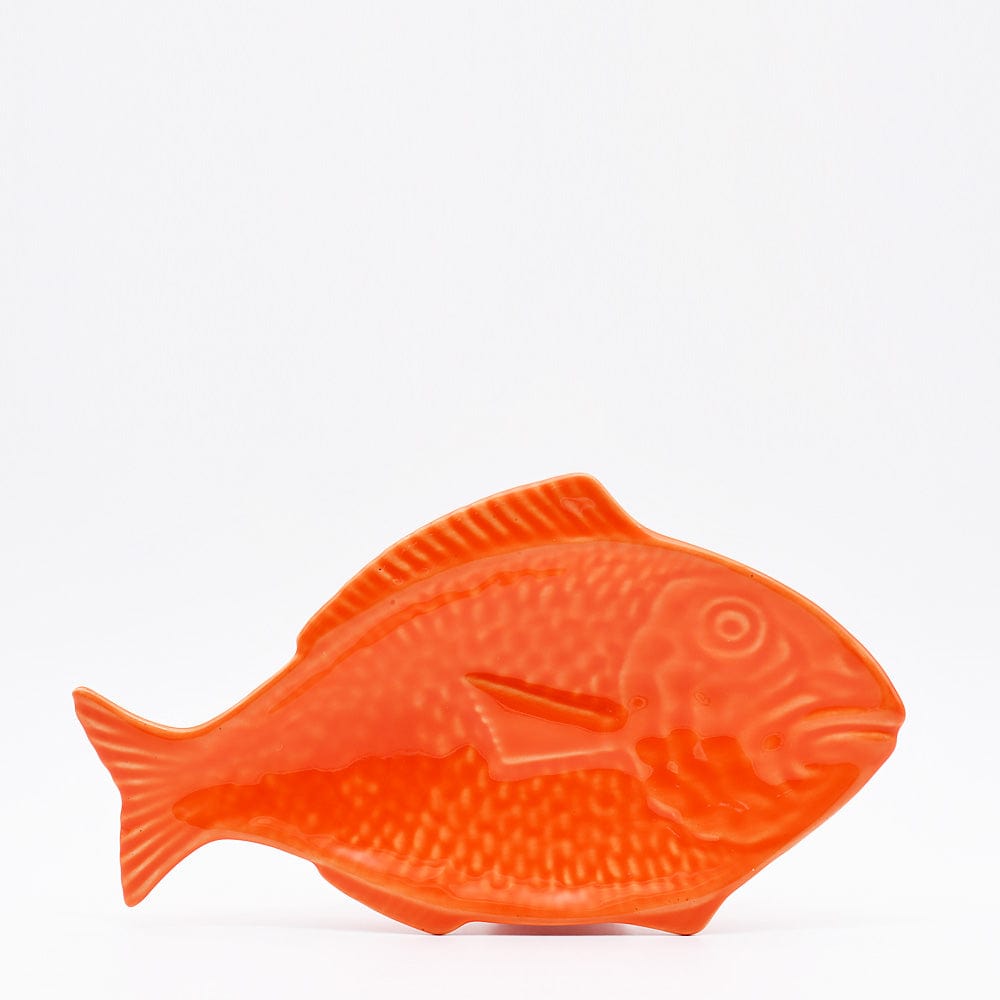Plat en céramique orange en forme de poisson Assiette en céramique en forme de poisson - Orange 30cm