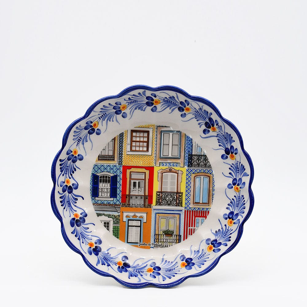 Plat en céramique traditionnel du Portugal  I bleu 24cm Plat en céramique "Janelas" - 24cm