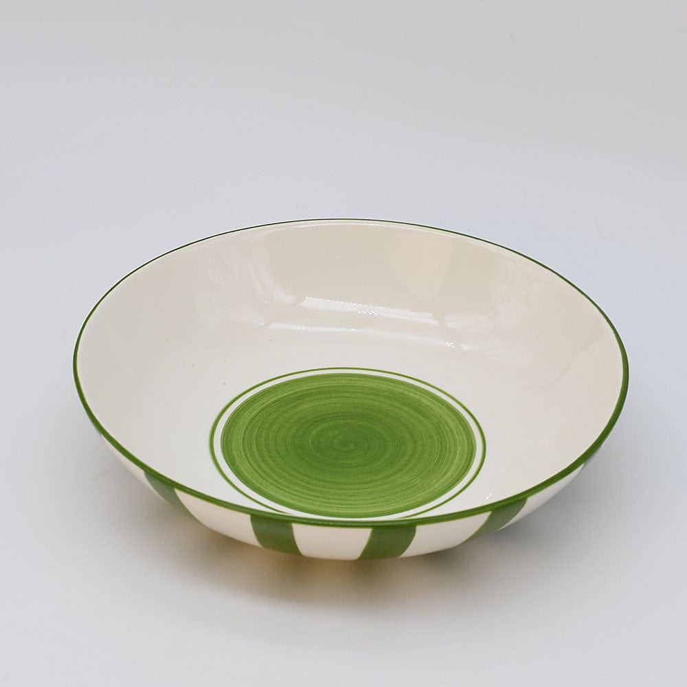 Saladier en porcelaine portugaise I Vaisselle du Portugal en ligne Saladier rayé "Costa Nova Mar" 25cm - Vert
