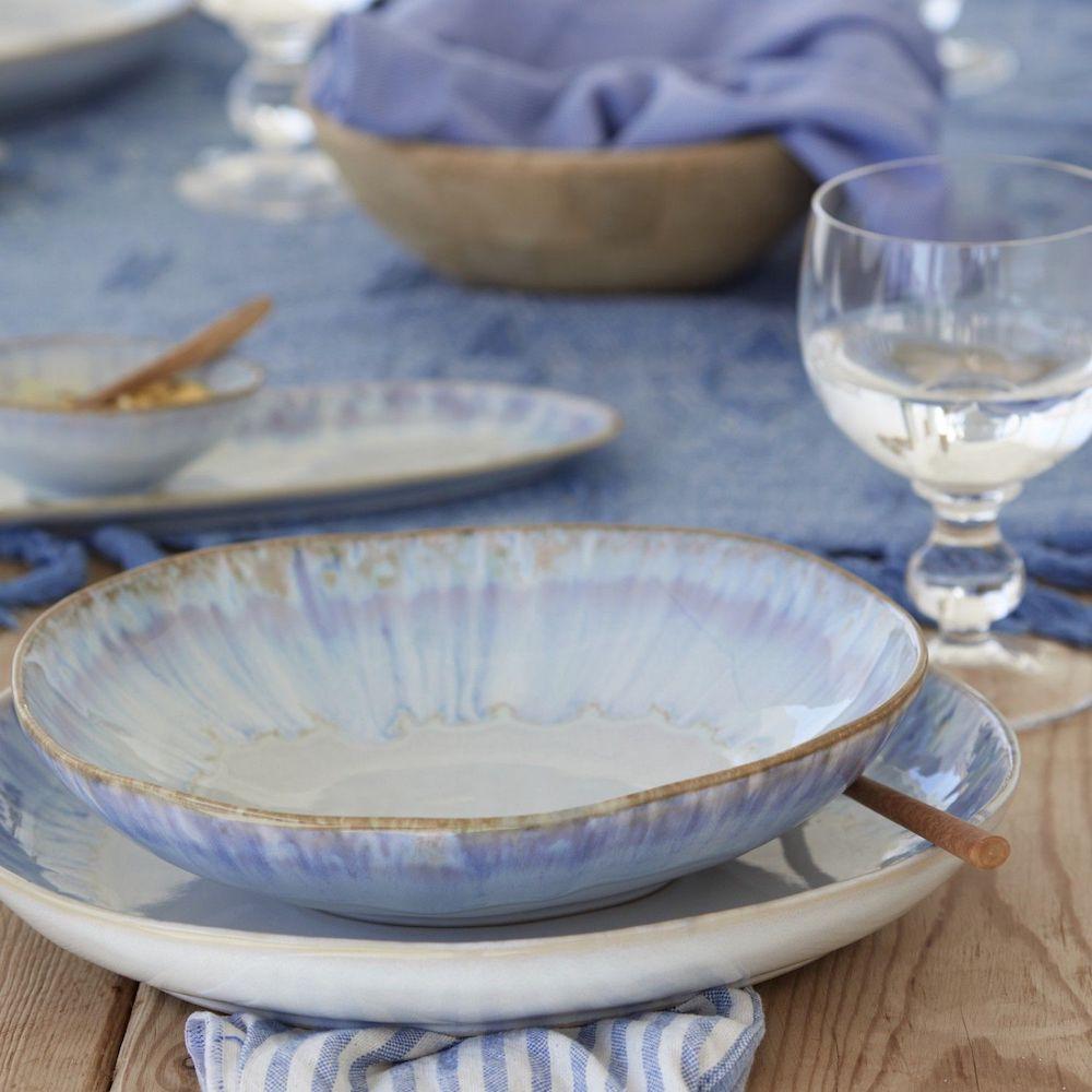 Assiette creuse bleue en grès I Vaisselle du Portugal Assiette creuse en grès "Brisa" - 24cm