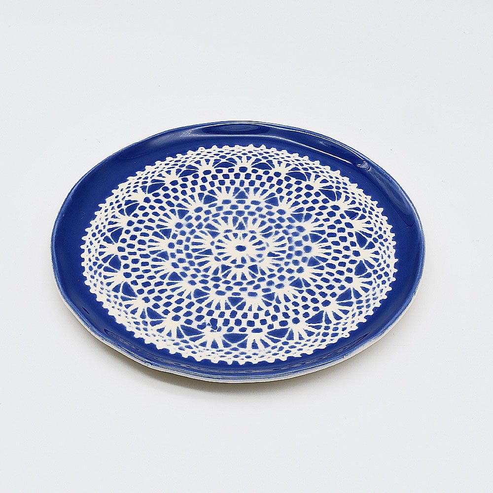 Assiette en céramique bleue I Motifs dentelles portugaises Assiette "Renda" bleue - 22cm