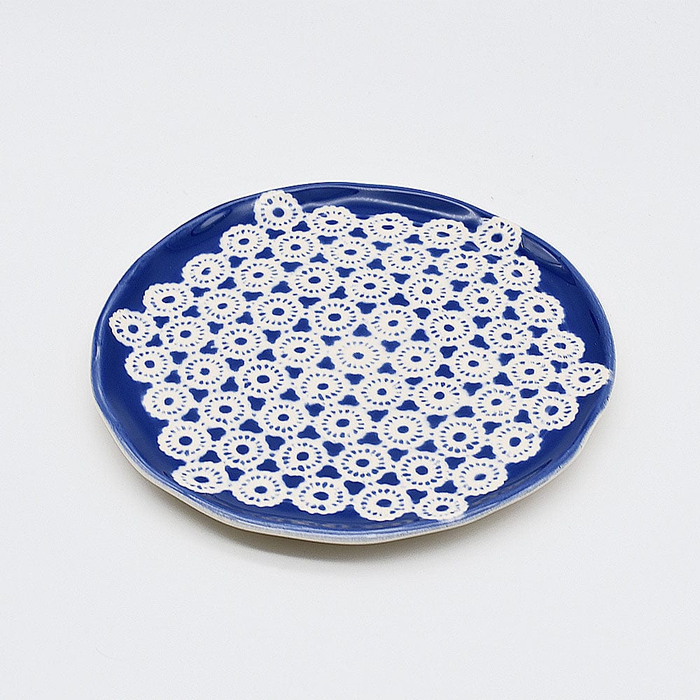 Assiette en céramique bleue I Motifs dentelles portugaises Assiette "Renda" bleue - 22cm