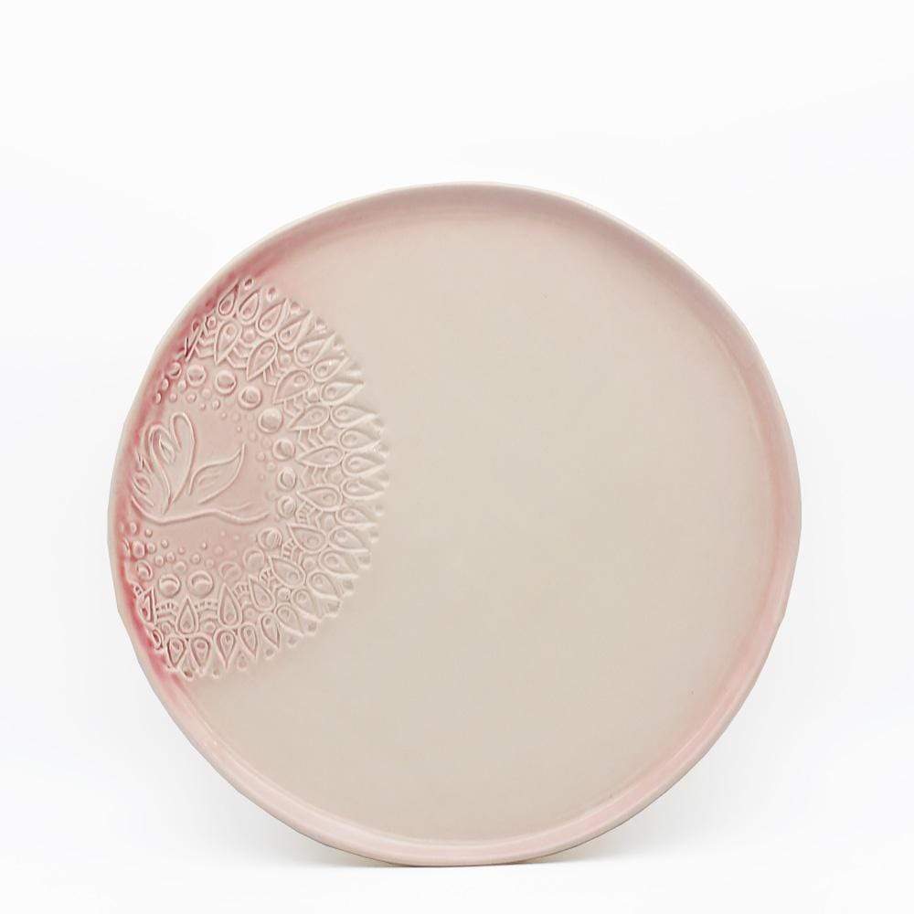 Assiette en céramique rose et blanche I Motifs étoile de mer Assiette "Estrela do mar" rose et blanche - 27 cm