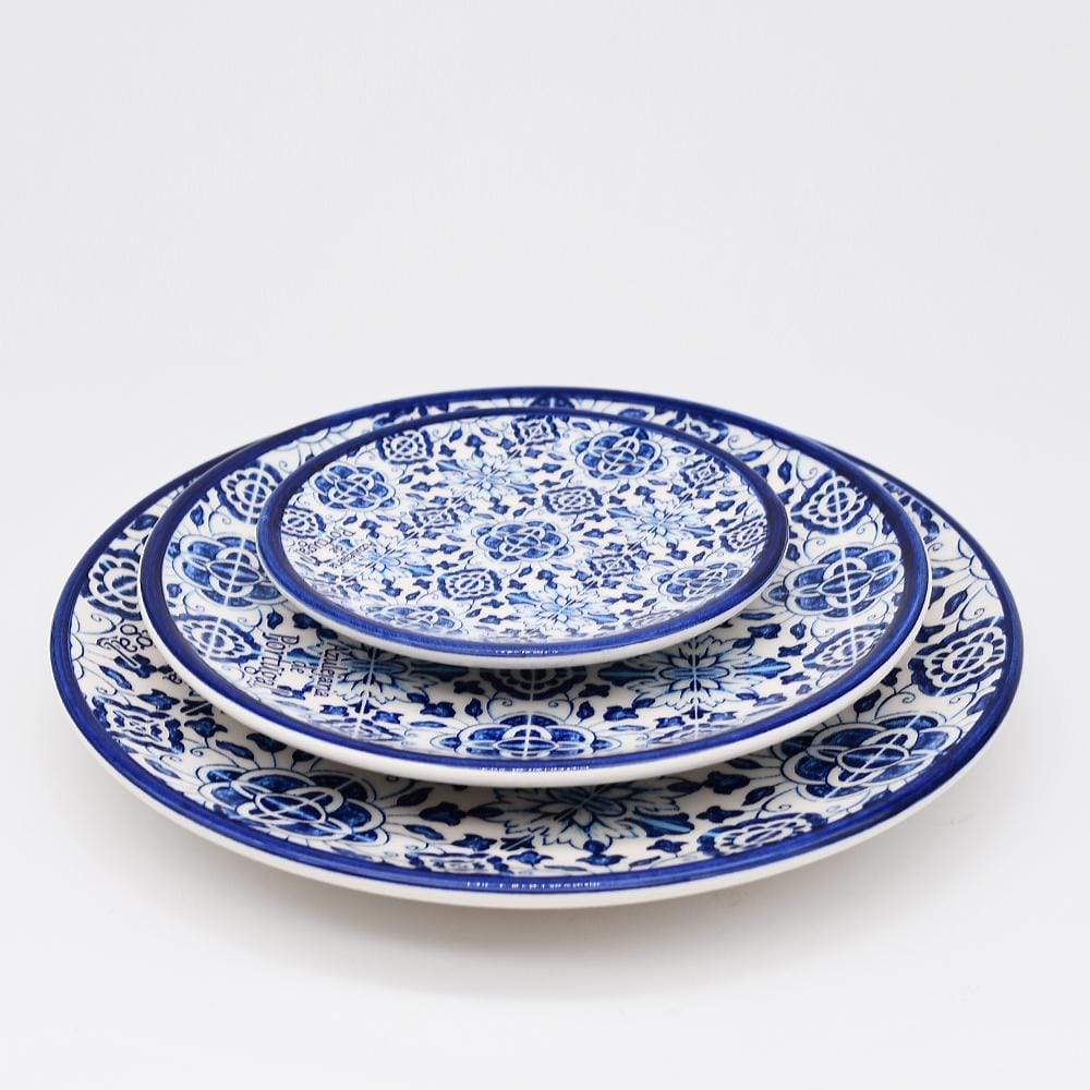 Assiette en céramique traditionnelle de Portugal  I Bleue 25cm Assiette en céramique "Tradicional" Bleue - 25 cm