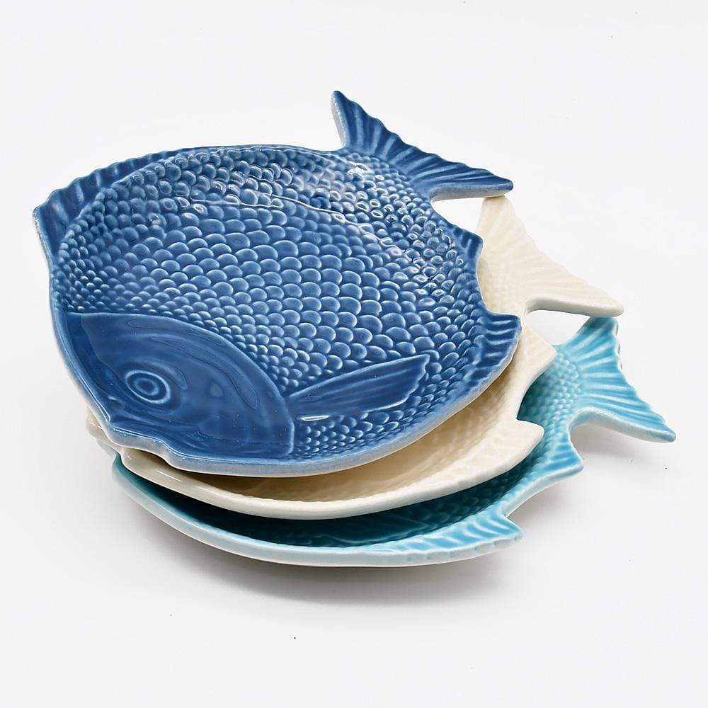 Assiette en forme de poisson 16cm turquoise I Vaisselle artisanale du Portugal Assiette en forme de Poisson 16 cm - Turquoise