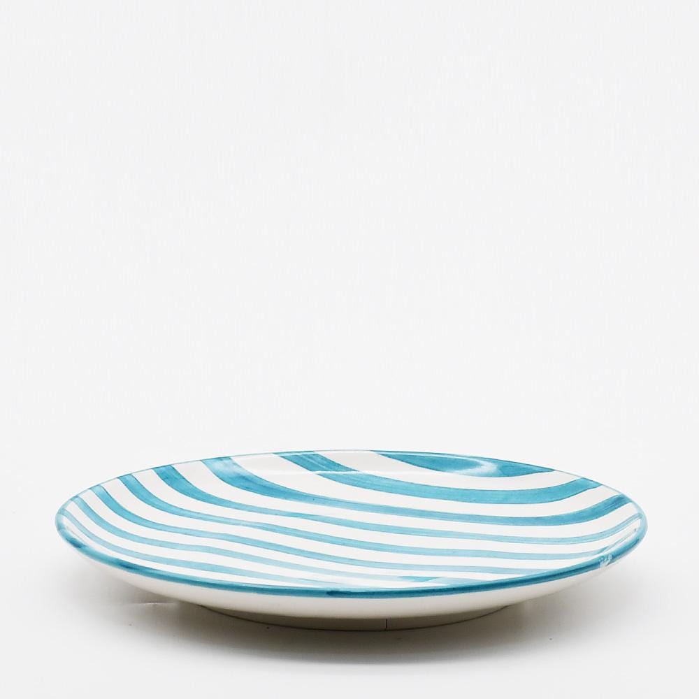 Assiette en porcelaine portugaise I Vaisselle du Portugal en ligne Assiette "Costa Nova Mar" 20cm - Turquoise