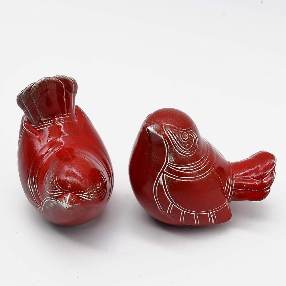 Assiette en porcelaine portugaise I Vaisselle du Portugal en ligne Paire d'oiseaux en céramique - 12 couleurs Rouge