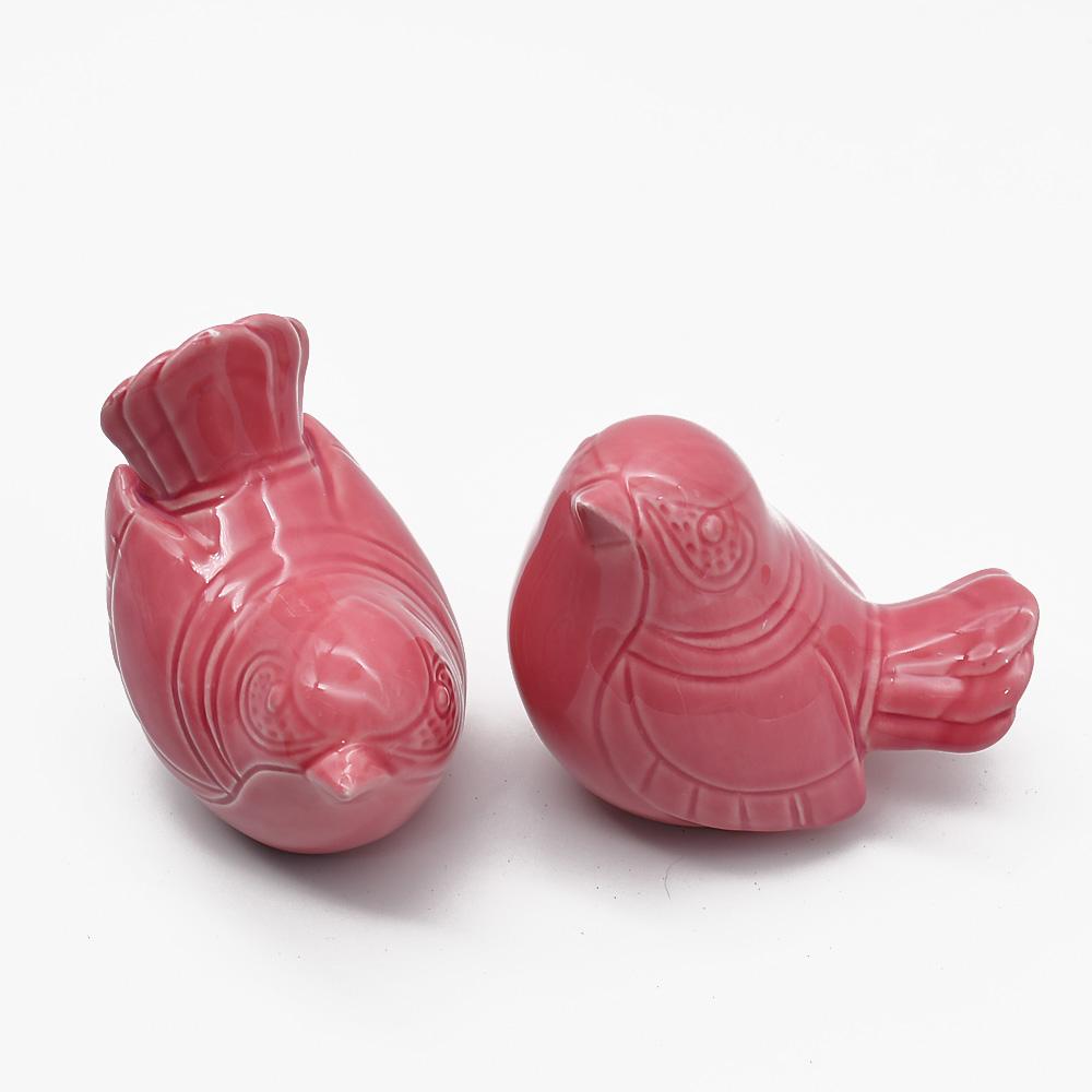 Assiette en porcelaine portugaise I Vaisselle du Portugal en ligne Paire d'oiseaux en céramique - 12 couleurs Vieux rose