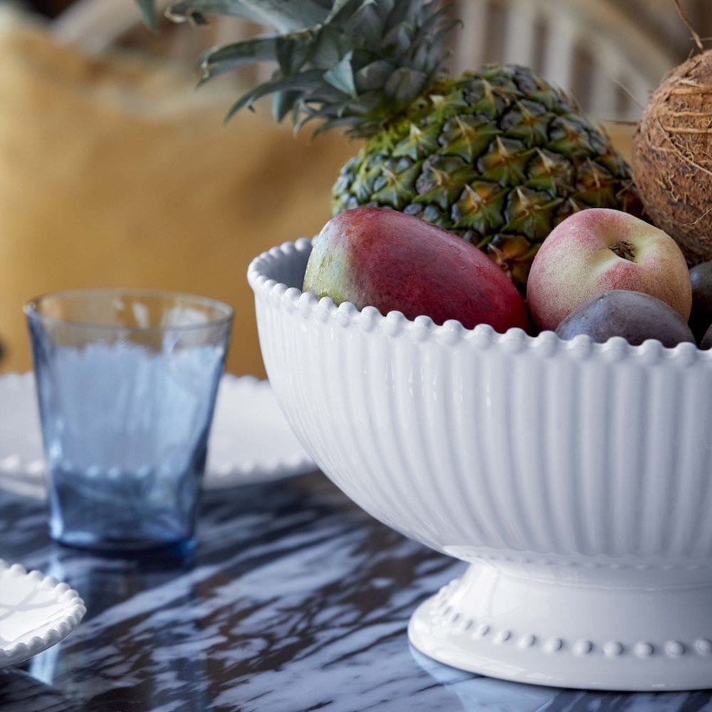 Assiette principale en grès 27cm I Vaisselle portugaise Centre de table / Corbeille à fruits en grès "Pearl" - 32cm