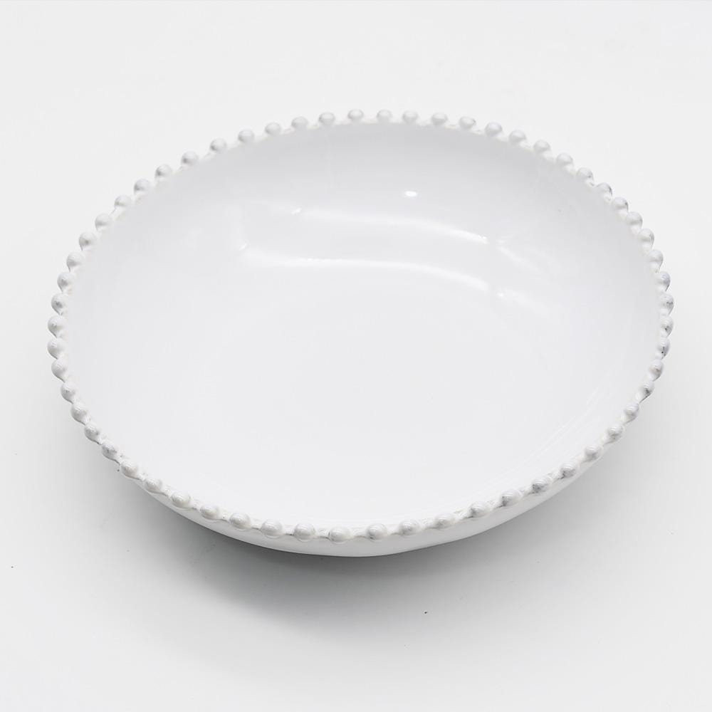 Assiette principale en grès 27cm I Vaisselle portugaise Saladier bas en grès "Pérola" - 34cm