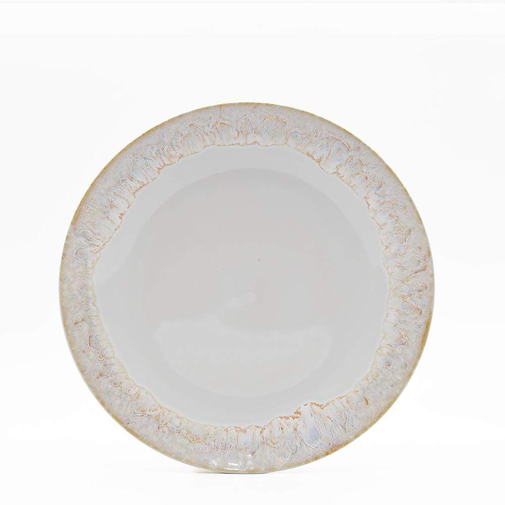 Assiette principale grise en grès 27cm I Vaisselle portugaise Assiette en grès "Ondas" 27cm - Blanche