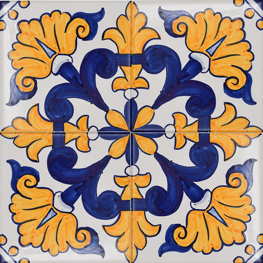 Azulejo Padrao I Azulejo portugais artisanal 14 cm Azulejo Padrão 14x14cm