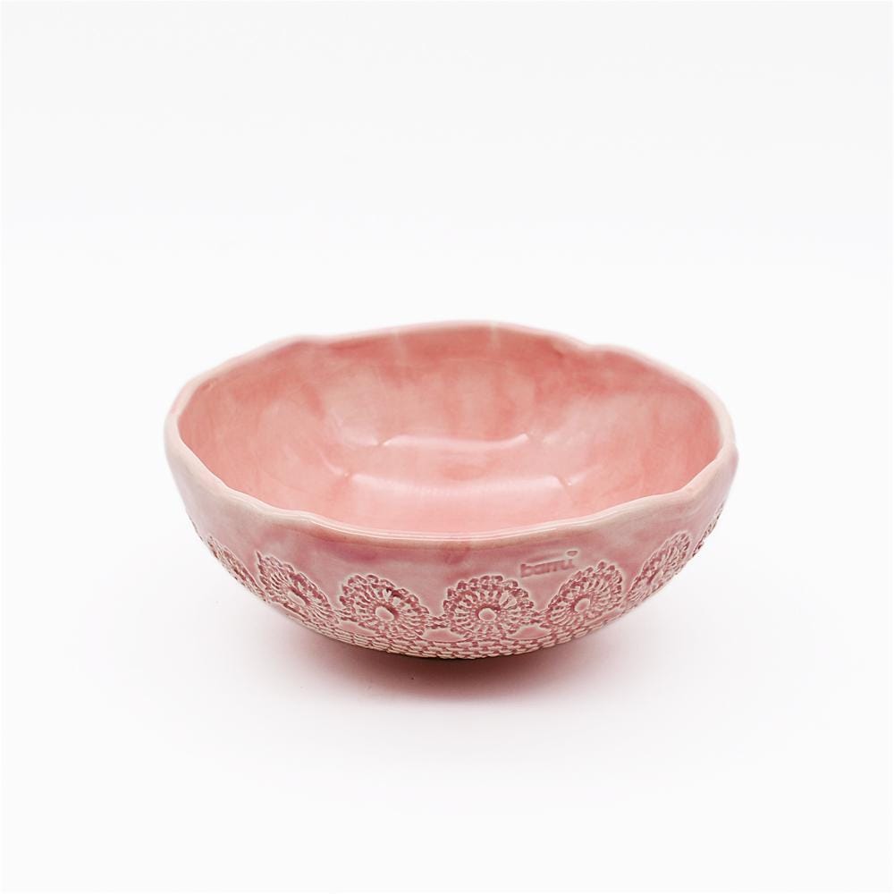 Bol en céramique rose I Motifs dentelles portugaises Bol "Flores" rose - 16 cm