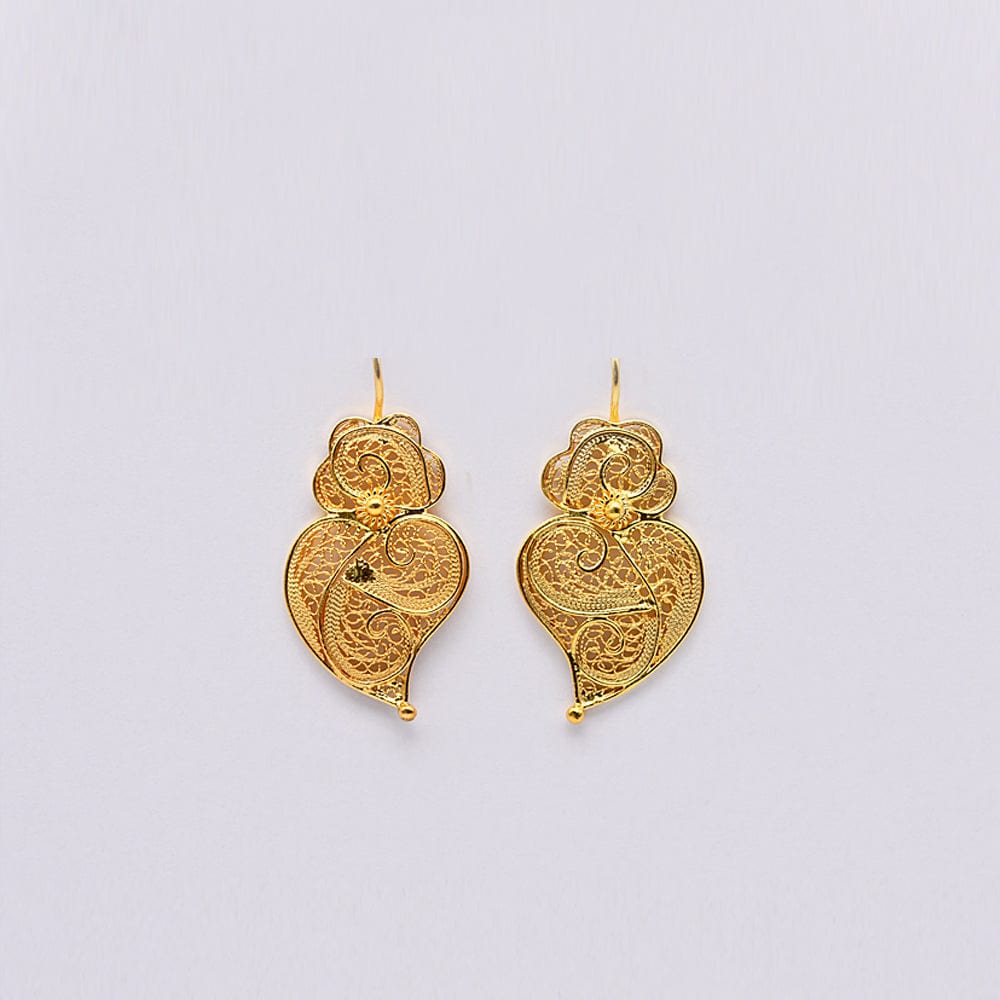 Boucles d'oreille en filigrane d'argent doré Coeur de Viana Coração de Viana I Boucles d'oreille en argent doré - 3cm