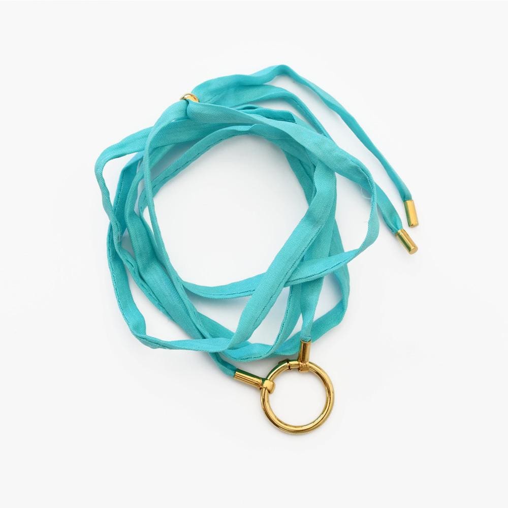 Bracelet attache charms en soie turquoise I Vente de bijoux argent Bracelet attache charms - Turquoise
