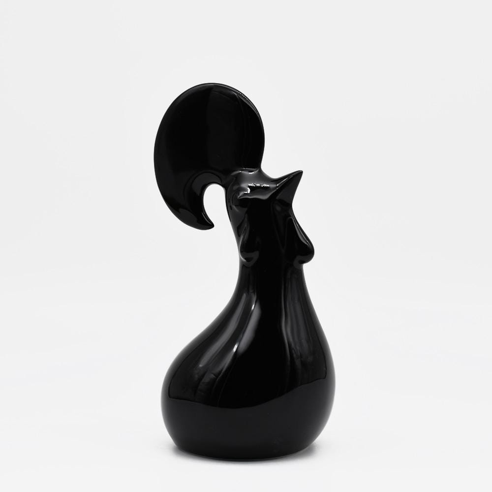 Coq en céramique noir I Produit artisanal du Portugal Coq en céramique noir mate