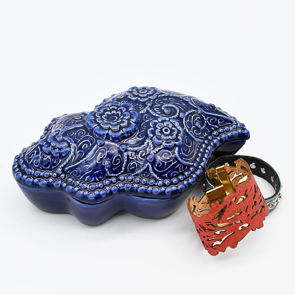 Coupe en céramique en forme de de figuier I Céramique portugaise #DRAFT Boite en céramique "Coração de Viana" - Bleue