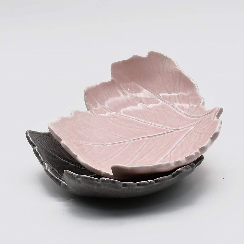 Coupe en céramique en forme de feuille I Céramique portugaise Coupe en céramique "Manteiga" - Grise