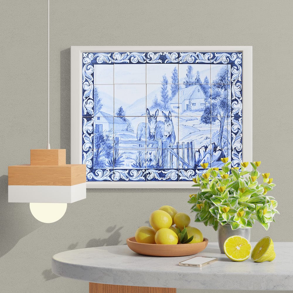 Fresque d'azulejos portugais peinte à la main Fresque d'azulejos 75x60cm