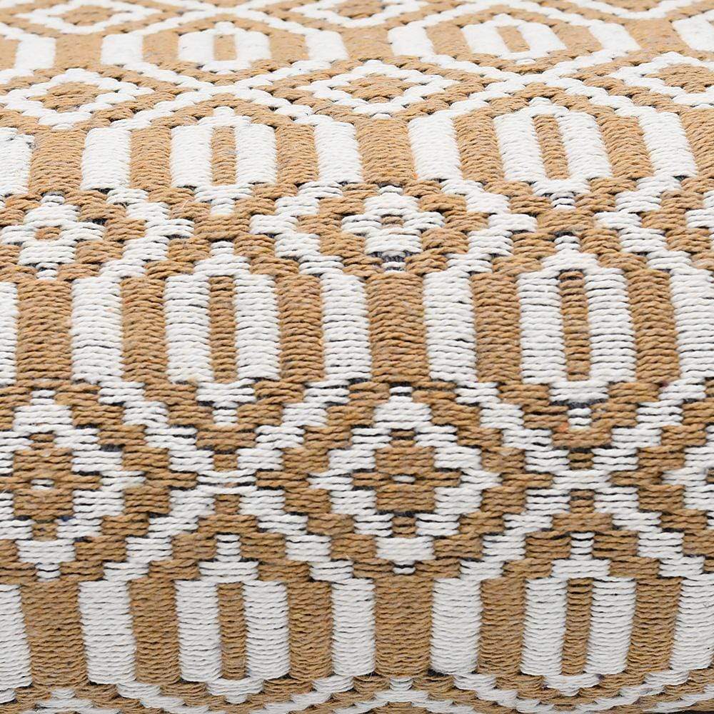Grand plaid en coton blanc et camel tissé au Portugal Plaid en coton "Hexa" 210X140 - Camel