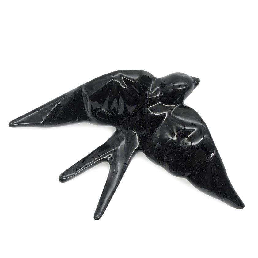 Hirondelle noire stylisée en céramique I Artisanat portugais Hirondelle stylisée en céramique - Noire