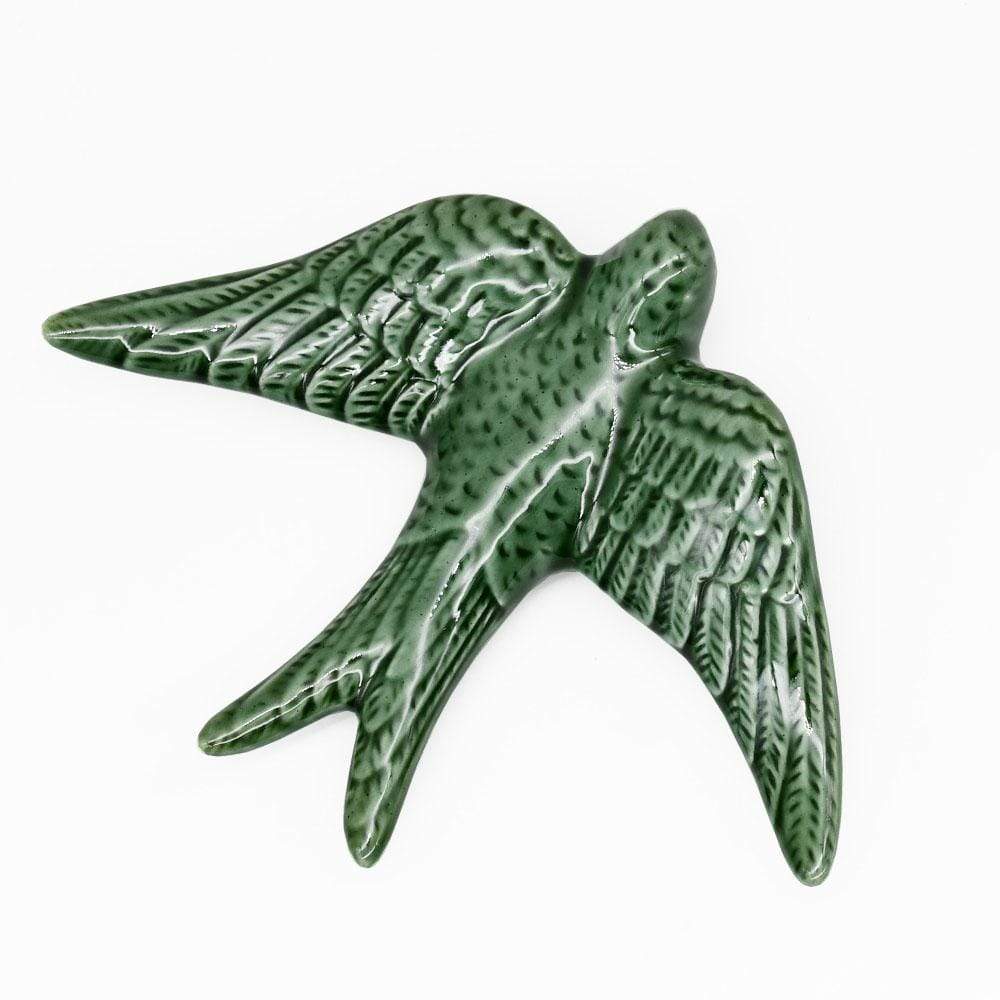 Hirondelle vert foncé en céramique I Produit artisanal du Portugal Hirondelle en céramique verte
