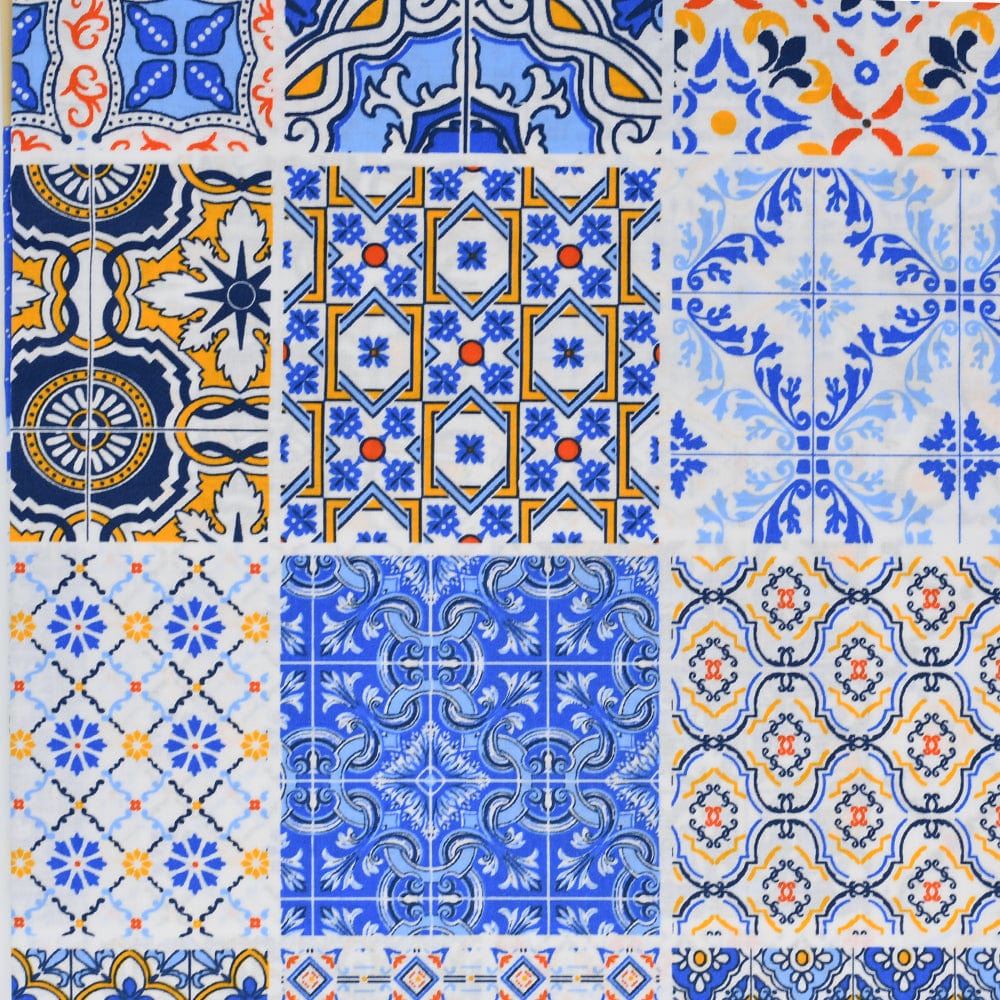 Nappe bleue 100% coton du Portugal I Imprimée motifs sardine Nappe en coton "Sardinha" - Bleue