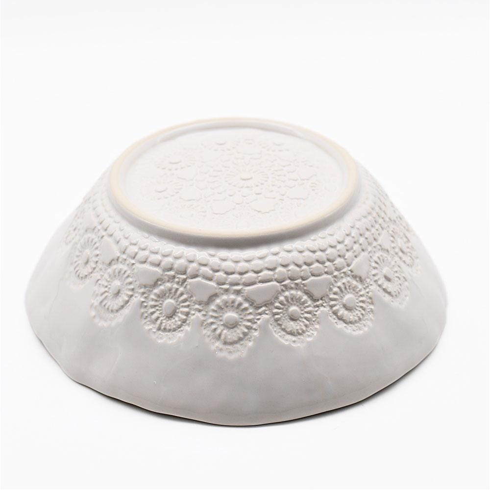 Petit saladier en céramique blanc I Motifs dentelles portugaises Saladier individuel "Renda" blanc - 19 cm 1