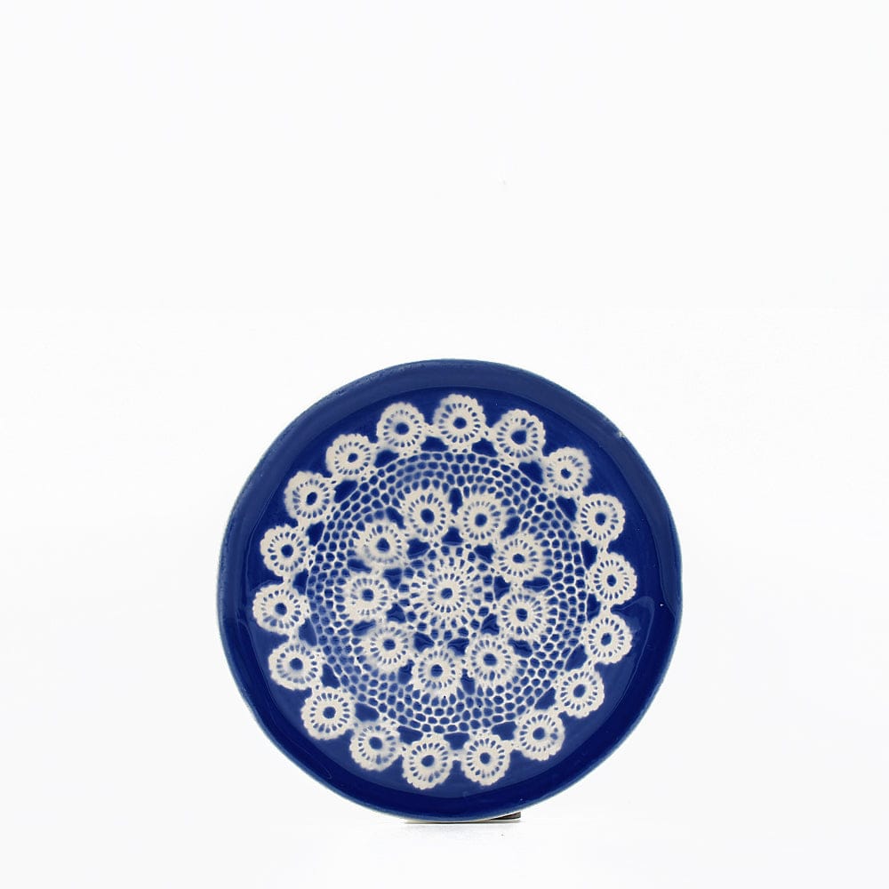Petite assiette en céramique bleue I Motifs dentelles portugaises # DRAFT Assiette "Renda" bleue - 20 cm #1