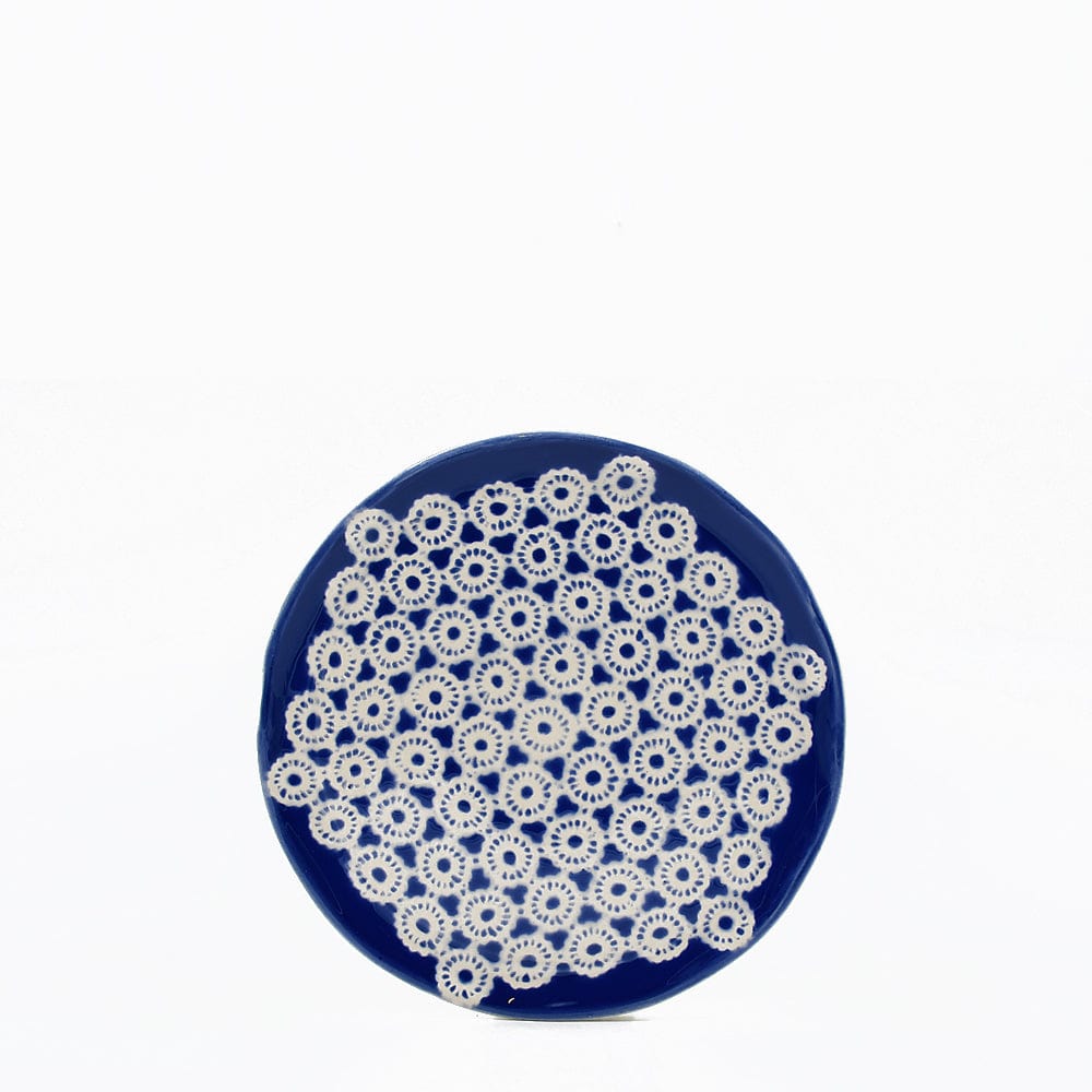 Petite assiette en céramique bleue I Motifs dentelles portugaises # DRAFT Assiette "Renda" bleue - 20 cm #3