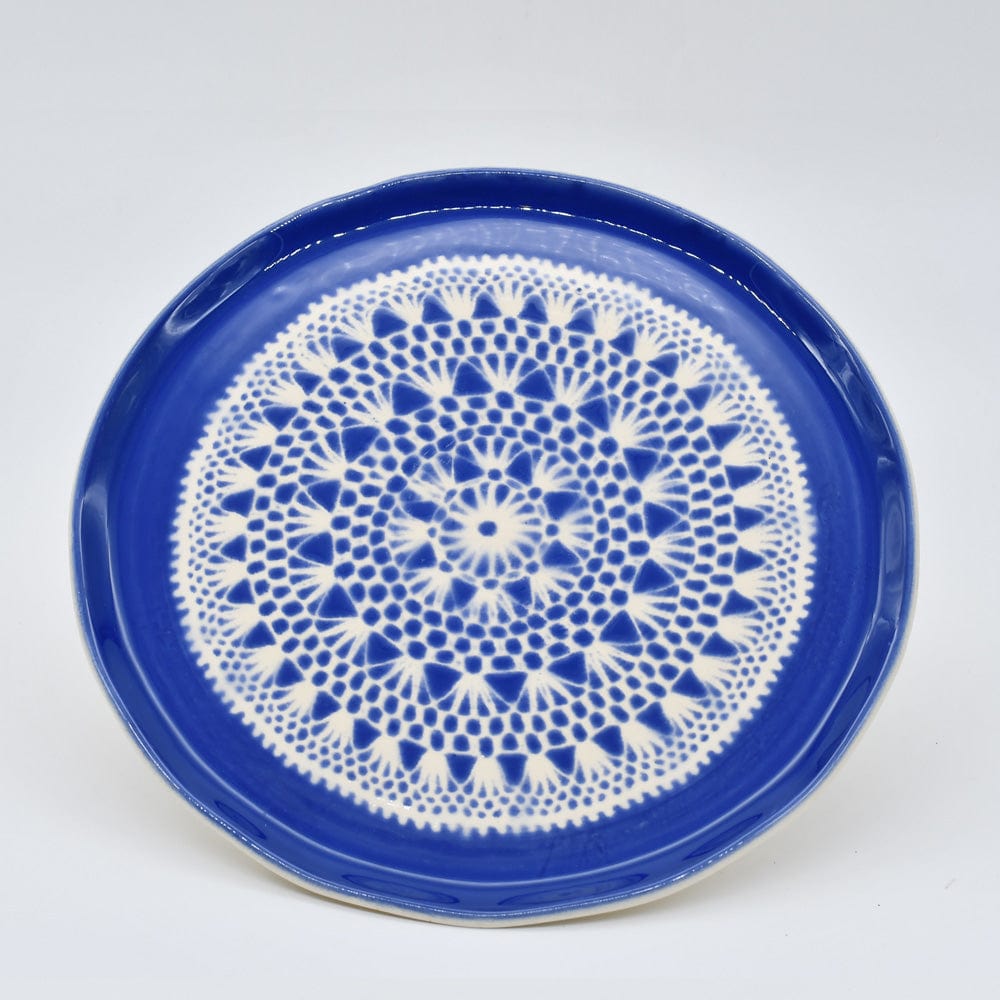 Petite assiette en céramique bleue I Motifs dentelles portugaises #DRAFT Plateau à dessert "Renda" - Bleu #3