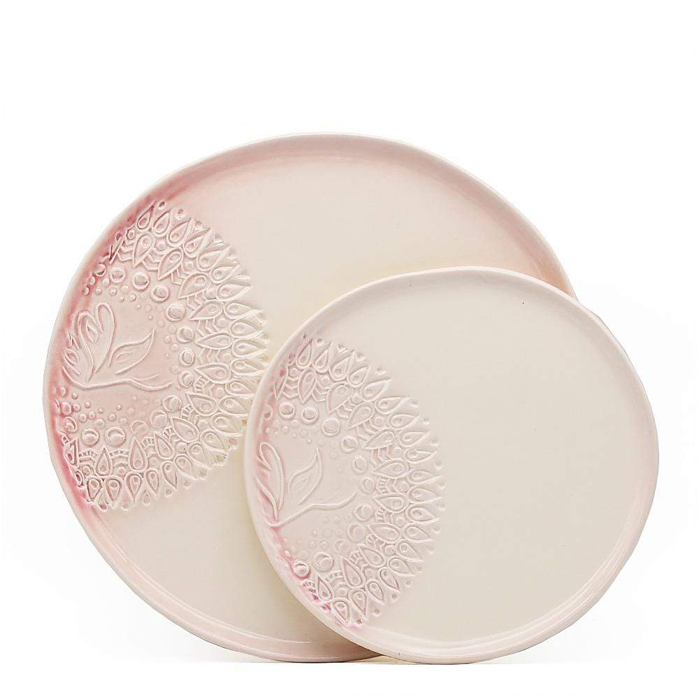 Petite assiette en céramique rose et blanche I Motifs étoile de mer Assiette "Estrela do mar" rose et blanche - 20 cm
