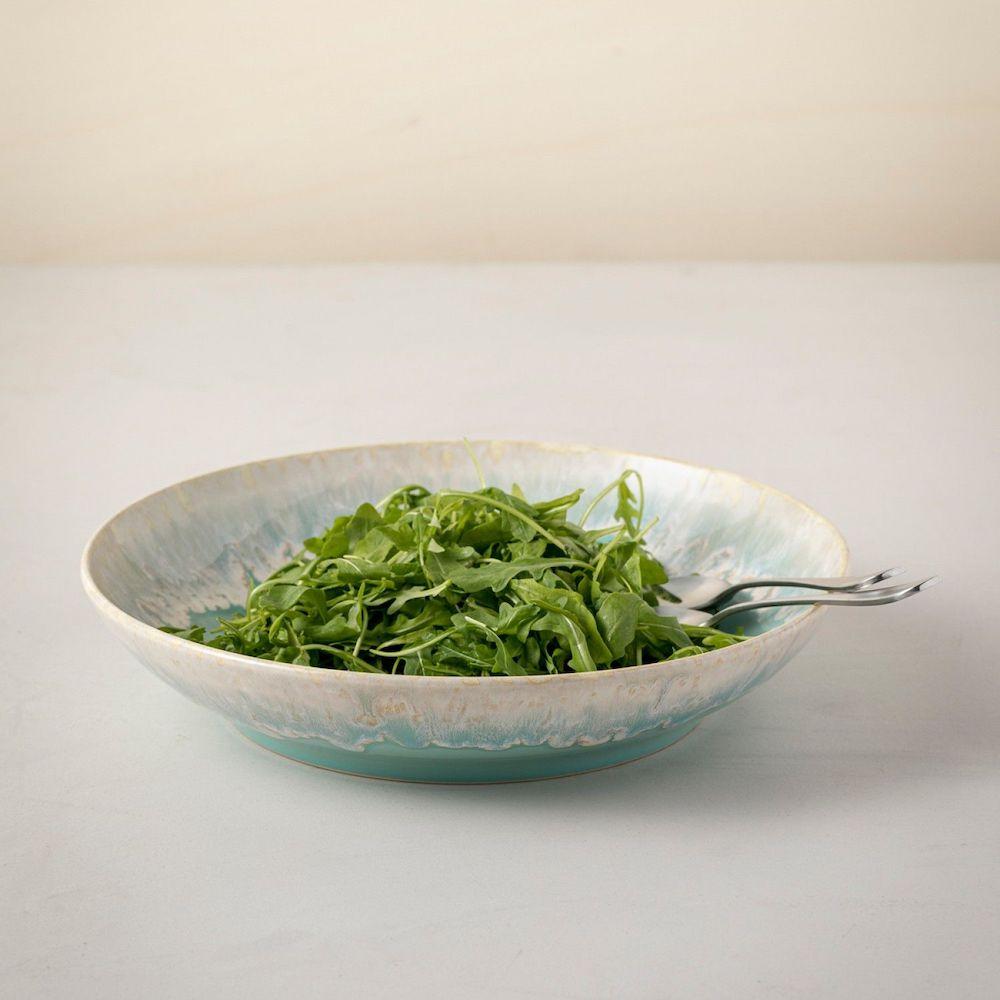 Petite assiette verte en grès I Vaisselle du Portugal Saladier en grès 34cm - Vert
