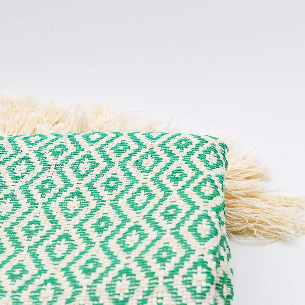 Plaid à franges en coton Vert et blanc cassé Plaid à franges en coton "Losango" 200x135 - Vert