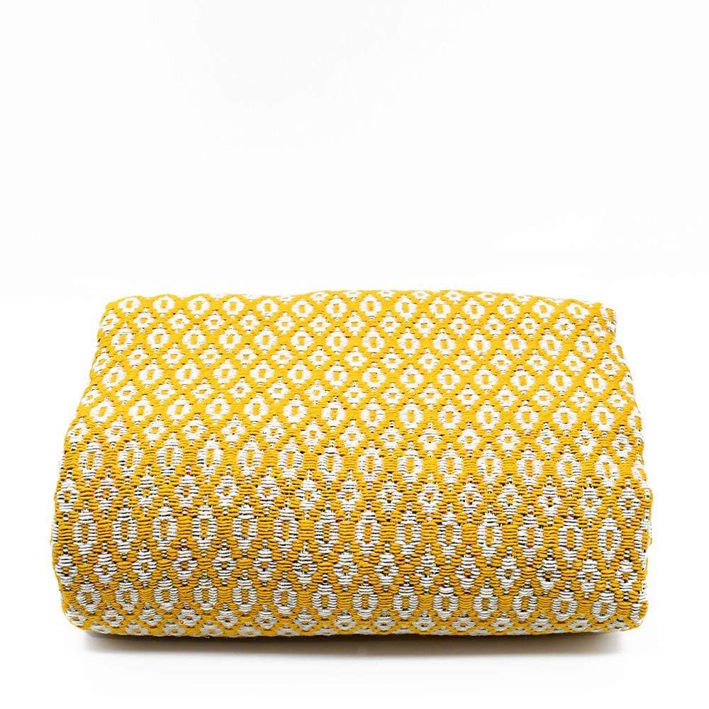 Plaid en laine et fibres naturelles jaune I Textile du Portugal Plaid en laine "Real" 200X135 - Jaune
