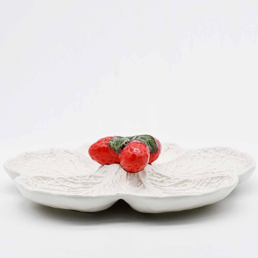 Plat à apéritif en forme de feuille de chou I Vaisselle portugaise Plat en céramique "Couve" 31cm - Blanc