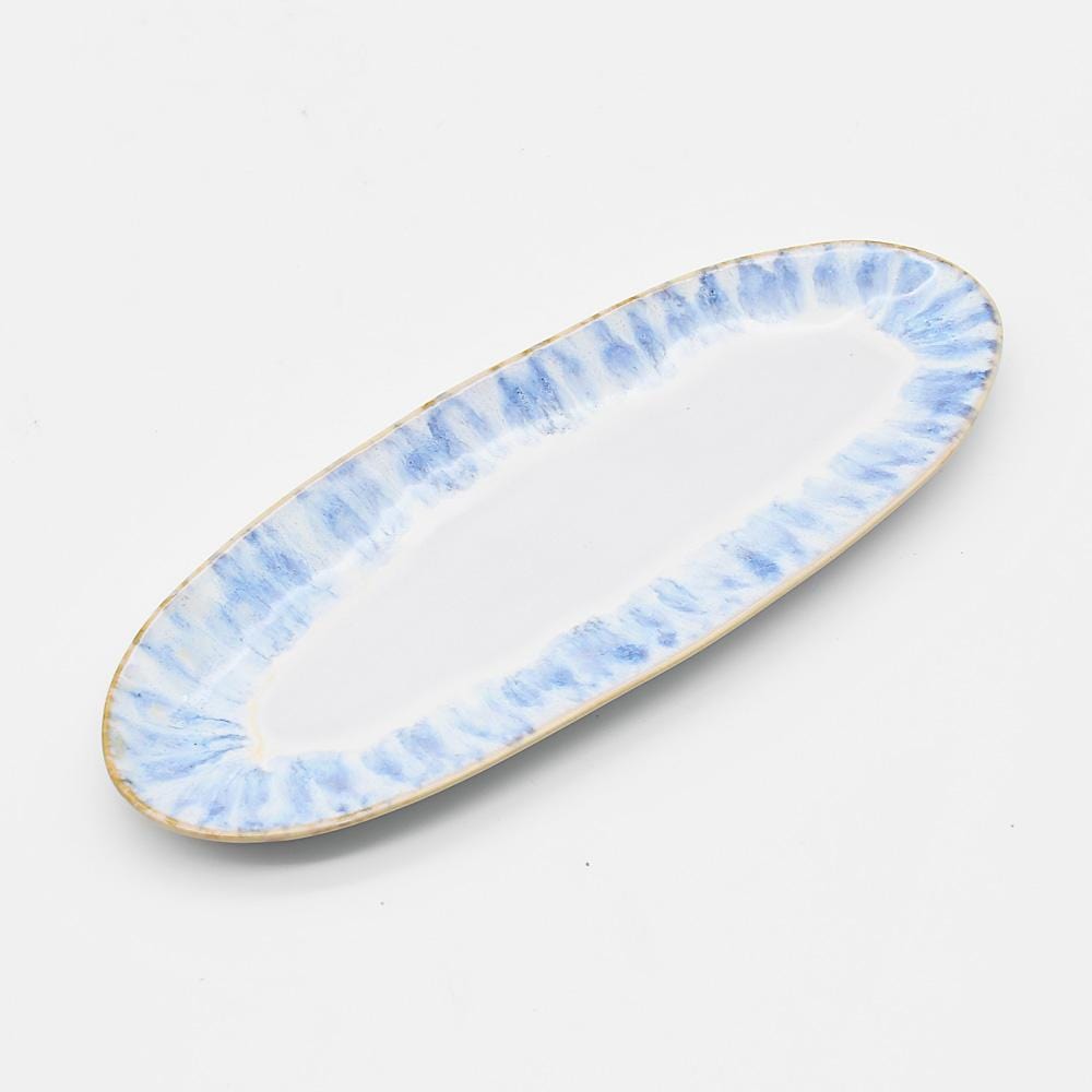 PLAT ovale bleue en grès I Vaisselle du Portugal Plat en grès ovale "Água" - 24cm