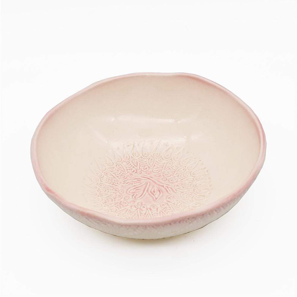 Saladier en céramique rose et blanc I Céramique portugaise Grand vol "Estrela do mar" rose et blanc - 16 cm