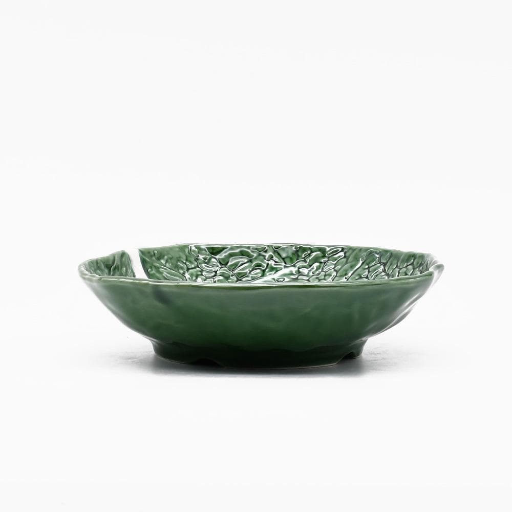 Saladier en forme de feuille de chou I Vaisselle portugaise Plat en céramique "Couve" 27cm - Vert